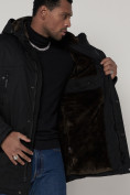 Купить Парка мужская зимняя с мехом черного цвета 92112Ch, фото 12