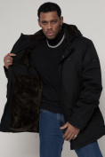 Купить Парка мужская зимняя с мехом черного цвета 92112Ch, фото 13