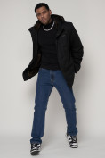 Купить Парка мужская зимняя с мехом черного цвета 92112Ch, фото 16