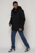Купить Парка мужская зимняя с мехом черного цвета 92112Ch, фото 2