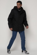 Купить Парка мужская зимняя с мехом черного цвета 92112Ch, фото 3