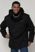 Купить Парка мужская зимняя с мехом черного цвета 92112Ch, фото 6