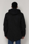 Купить Парка мужская зимняя с мехом черного цвета 92112Ch, фото 9