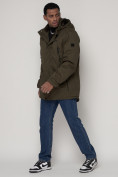 Купить Парка мужская зимняя с мехом цвета хаки 92112Kh, фото 2
