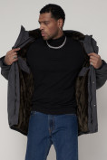 Купить Парка мужская зимняя с мехом серого цвета 92112Sr, фото 14
