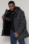 Купить Парка мужская зимняя с мехом серого цвета 92112Sr, фото 15