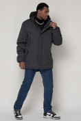 Купить Парка мужская зимняя с мехом серого цвета 92112Sr, фото 3