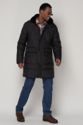 Купить Куртка зимняя мужская классическая стеганная черного цвета 92895Ch, фото 3
