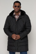 Купить Куртка зимняя мужская классическая стеганная черного цвета 92895Ch, фото 9