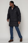 Купить Куртка зимняя мужская классическая стеганная темно-синего цвета 92895TS, фото 2