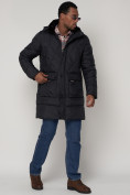 Купить Куртка зимняя мужская классическая стеганная темно-синего цвета 92895TS, фото 3