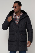 Купить Куртка зимняя мужская классическая стеганная темно-синего цвета 92895TS, фото 6