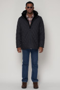 Купить Куртка зимняя мужская классическая стеганная темно-синего цвета 93168TS