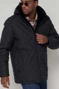 Купить Куртка зимняя мужская классическая стеганная темно-синего цвета 93168TS, фото 6