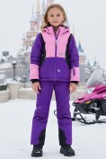 Купить Горнолыжный костюм для девочки фиолетового цвета 9316F