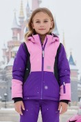 Купить Горнолыжный костюм для девочки фиолетового цвета 9316F, фото 3