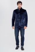 Купить Куртка велюровая классическая Valianly темно-синего цвета 93351TS, фото 3