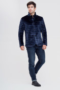 Купить Куртка велюровая классическая Valianly темно-синего цвета 93351TS