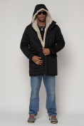 Купить Парка мужская зимняя с мехом черного цвета 93598Ch, фото 2