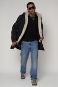 Купить Парка мужская зимняя с мехом черного цвета 93598Ch, фото 11