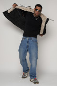 Купить Парка мужская зимняя с мехом черного цвета 93598Ch, фото 12
