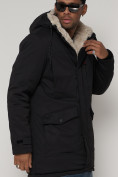 Купить Парка мужская зимняя с мехом черного цвета 93598Ch, фото 16