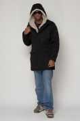Купить Парка мужская зимняя с мехом черного цвета 93598Ch, фото 18