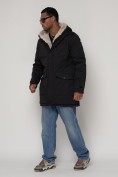 Купить Парка мужская зимняя с мехом черного цвета 93598Ch, фото 4