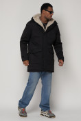 Купить Парка мужская зимняя с мехом черного цвета 93598Ch, фото 5