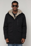 Купить Парка мужская зимняя с мехом черного цвета 93598Ch, фото 7
