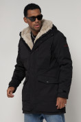Купить Парка мужская зимняя с мехом черного цвета 93598Ch, фото 8