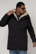 Купить Парка мужская зимняя с мехом черного цвета 93598Ch, фото 9