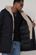 Купить Парка мужская зимняя с мехом темно-синего цвета 93598TS, фото 11