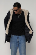 Купить Парка мужская зимняя с мехом темно-синего цвета 93598TS, фото 12