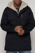 Купить Парка мужская зимняя с мехом темно-синего цвета 93598TS, фото 14