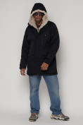 Купить Парка мужская зимняя с мехом темно-синего цвета 93598TS, фото 5