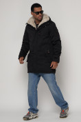 Купить Парка мужская зимняя с мехом черного цвета 93601Ch, фото 2