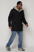 Купить Парка мужская зимняя с мехом черного цвета 93601Ch, фото 3