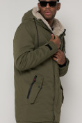 Купить Парка мужская зимняя с мехом цвета хаки 93601Kh, фото 15