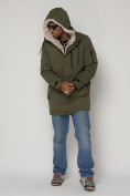 Купить Парка мужская зимняя с мехом цвета хаки 93601Kh, фото 5
