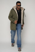 Купить Парка мужская зимняя с мехом цвета хаки 93601Kh, фото 6