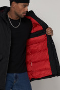 Купить Парка мужская зимняя с капюшоном черного цвета 93610Ch, фото 14