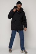 Купить Парка мужская зимняя с капюшоном черного цвета 93610Ch, фото 3