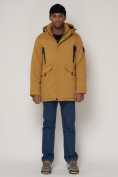 Купить Парка мужская зимняя с капюшоном желтого цвета 93610J