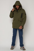 Купить Парка мужская зимняя с капюшоном цвета хаки 93610Kh, фото 16
