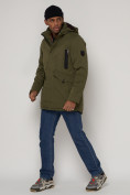 Купить Парка мужская зимняя с капюшоном цвета хаки 93610Kh, фото 2