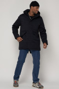 Купить Парка мужская зимняя с капюшоном темно-синего цвета 93610TS, фото 3