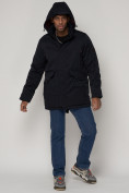 Купить Парка мужская зимняя с капюшоном темно-синего цвета 93610TS, фото 5