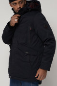 Купить Парка мужская зимняя с капюшоном темно-синего цвета 93610TS, фото 8