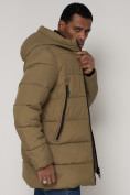 Купить Спортивная молодежная куртка удлиненная мужская бежевого цвета 93686B, фото 11